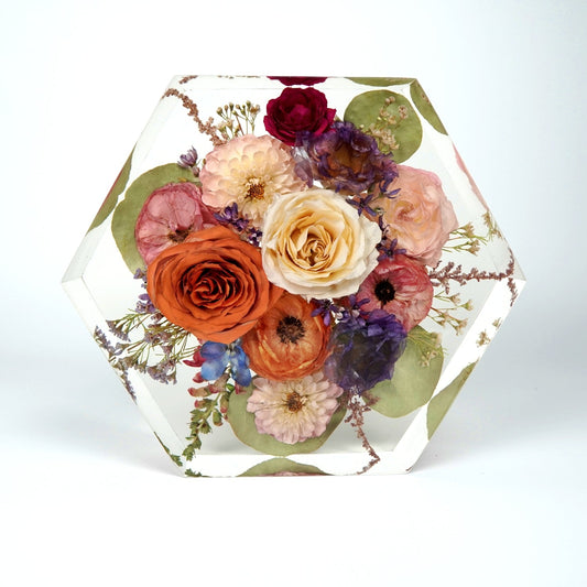 hexagon resin keepsake Endless Florals