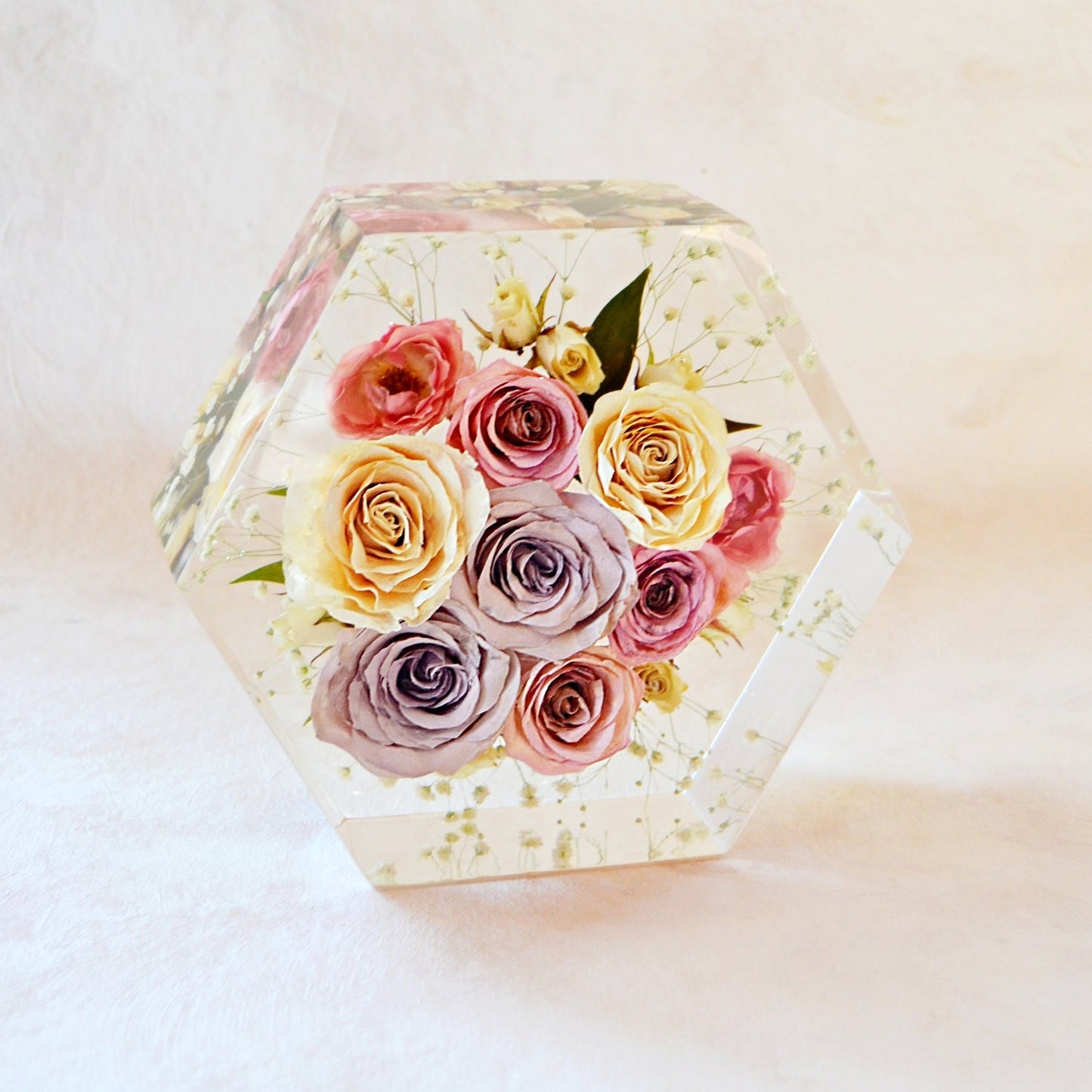 Hexagon - Resin Floral Block - Endless Florals