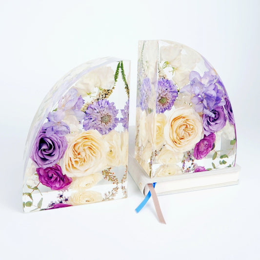 resin flower bookends
