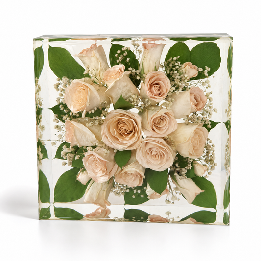 Square - Resin Floral Block