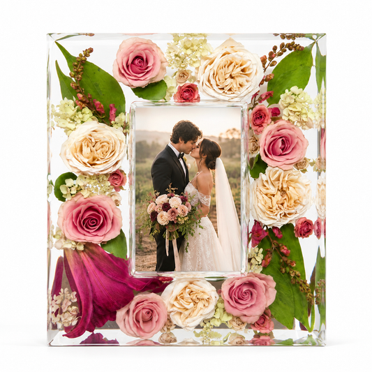 Photo Frame - Resin Floral Block