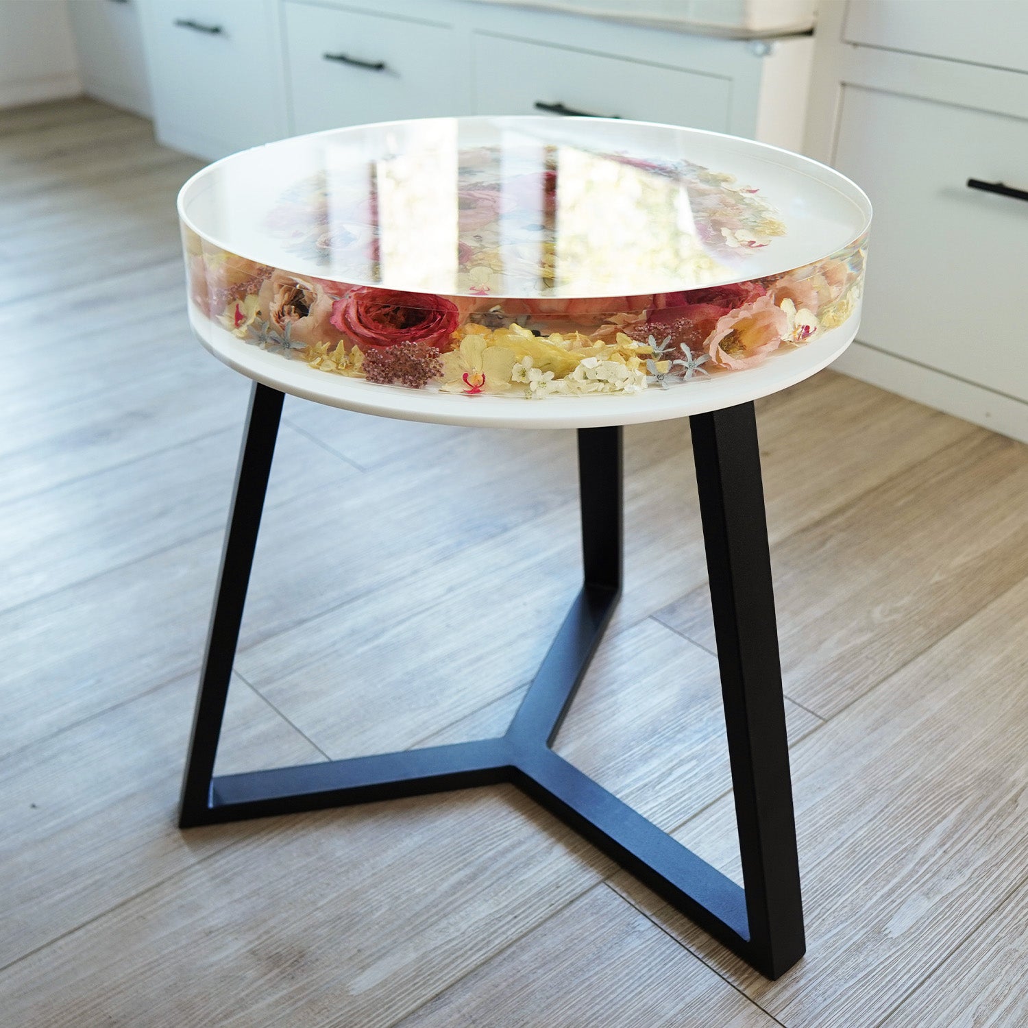 Handcrafted Resin Floral Table - Preserved Flower Display