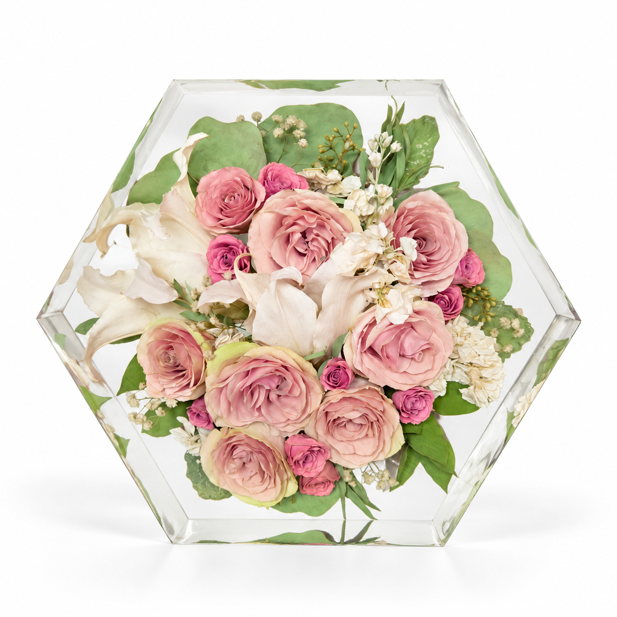 Hexagon - Resin Floral Block