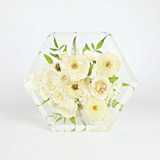 Hexagon - Resin Floral Block